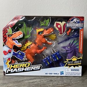 Jurassic World Tyrannosaurus Rex/Amargasaurus -Hasbro Hero Mashers NIB!