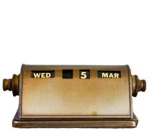 Park Sherman Perpetual Desk Calendar 1940s 1950s Vintage Retro Brass Made in USA - Picture 1 of 6
