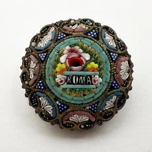 VINTAGE / ANTIKE ITALIENISCHE MIKROMOSAIK BROSCHE - Bild 1 von 3
