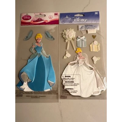 Rare Cinderella Blue Ball Gown and Bride White Gown 3D Stickers Embellishments  - Image 1 of 3