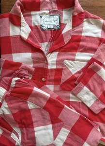 American Eagle AE Lounge Buffalo Plaid Red White  Flannel Pajama Set Sz L - Picture 1 of 3