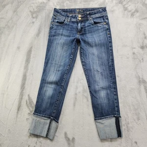 Kut Jeans Womens Size 0 Blue Cameron Straight Leg Wide Cuffed Ankle KP398MA1 - Picture 1 of 16