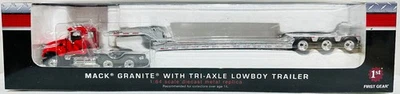 Red & Silver Mack Granite w/ Lowboy Trailer By First Gear 1/64th Scale - Image 1 of 4