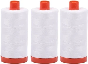 3-PACK - Aurifil 50WT - Natural White, Solid - Mako Cotton Thread - 1422Yds E... - Picture 1 of 2