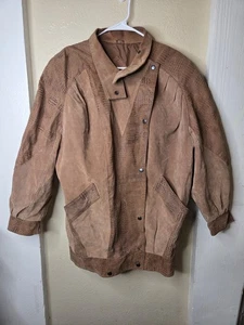  Vintage Avanti braune Western Schwein Wildleder Leder Knopfleiste Jacke Gr. Large  - Bild 1 von 13