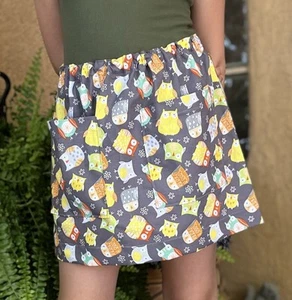 GIRLS 8/10 Medium SUMMER cotton PATCH POCKET SKIRT OWLS NEW - Picture 1 of 4