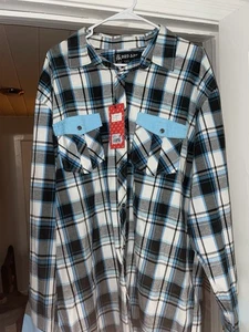 Men's Long Sleeve Plaid Red Ape Button Up Shirt 5XL Big & Tall - Picture 1 of 5