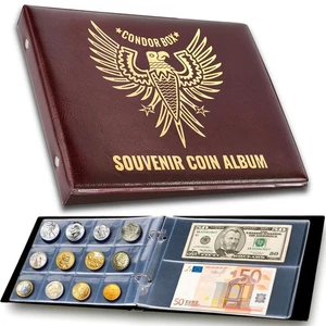 Álbum portamonedas 3 en 1 180 bolsillos - Colección de papel moneda 10 bolsillos - Grande... - Imagen 1 de 7