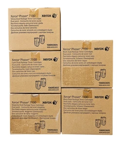 New 5 Genuine XEROX Phaser 7100 Toner Cartridges Dual Package OEM - Picture 1 of 4