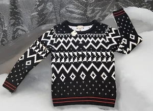 New Ultra Flirt Swearter Size M Black and White Geo Chic Cozy Academia Knit - Picture 1 of 13