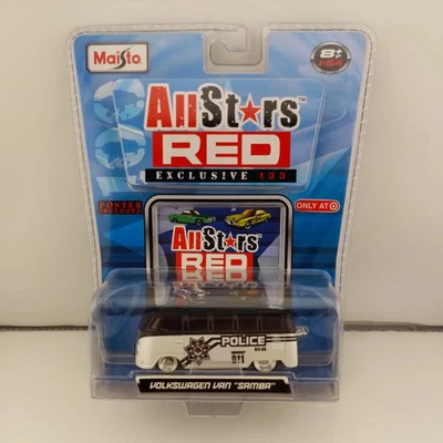 Volkswagen Van Samba Police Maisto AllStars Red Exclusive 1/64 Scale Diecast - Image 1 of 4