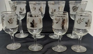 Pristine Libbey Silver Leaf/Foliage Stemmed Glasses. 4 Wine & 4 Goblets 381GA - Picture 1 of 11
