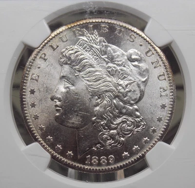 1889 "S" Morgan SILVER Dollar $1 NGC MS63 #007 Unc BU Uncirculated ECC&C, Inc. - Image 1 of 4
