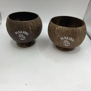 2 x Malibu Coconut Shell Drinking Cups / Smoothie Bowls Tropical Party drinks - Picture 1 of 4