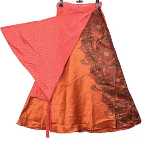 Sushila Vintage Floral Silk Saree Magic Wrap Reversible Skirt Beach Dress Hippie - Picture 1 of 8