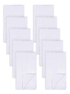 Paquete de 10 pañales de tela preplegables blancos, 14" x 20", 100 % algodón Foto 1 de 4
