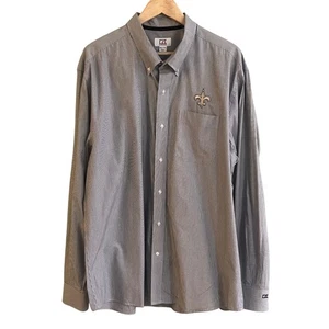 Cutter & Buck Men's Black Striped NOLA Saints Fleur De Lis Long Sleeve Shirt XXL - Picture 1 of 7