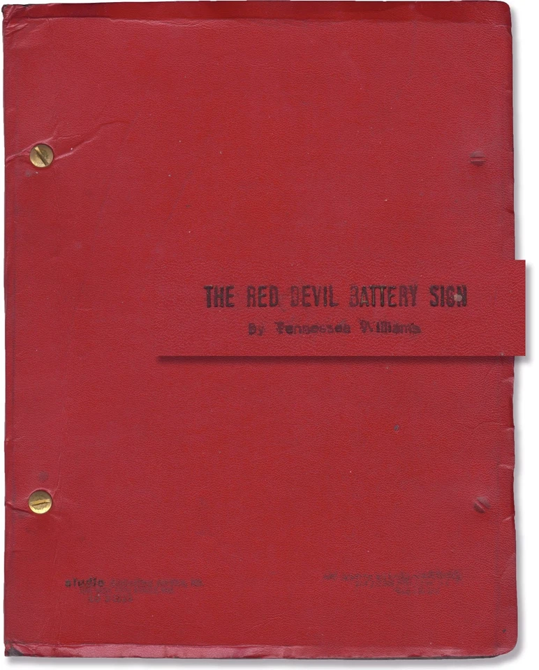 Tennessee Williams RED DEVIL BATTERY SIGN Original script for the 1975 #147510 - Image 1 of 1