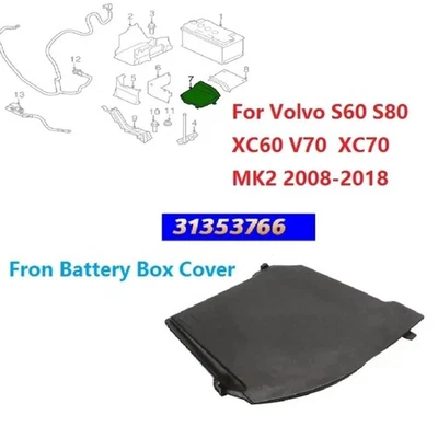 For Volvo XC60 XC70 S60 V70 Battery Cover ABS Black 31353766 2008-2018 Car Shell Foto 1 de 4