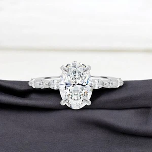 Engagement Oval Cut Gold Diamond Ring 14k White IGI 2 Carat Lab Created - Picture 1 of 12
