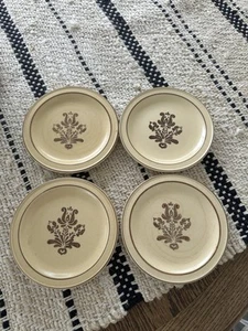 Pfaltzgraff Village Salad Dessert Plates USA Brown Beige 7", Set of 4, Vintage - Picture 1 of 7