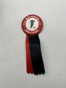 Vintage 1970's Pin Back Button Atlanta Falcons NFL With Ribbons 1.75” - Picture 1 of 5