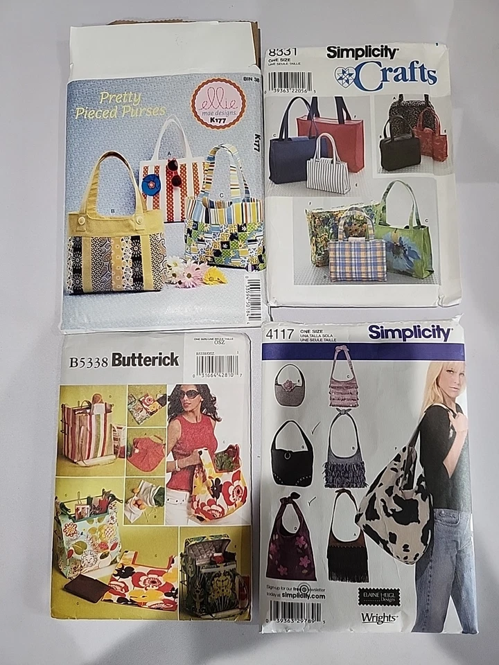 Crafts Sewing Patterns Totes Purses Bags Lot Of 4 Various Used/ Unused - Image 1 of 1