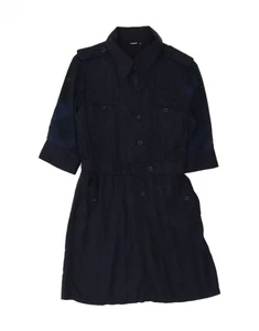 DESIGUAL Womens Military 3/4 Sleeve Shirt Dress EU 38 Medium Navy Blue AH07 - Picture 1 of 3