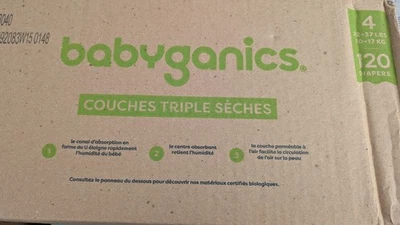 Fraldas Babyganics tamanho 4 120 quilates novas na caixa - Imagem 1 de 2