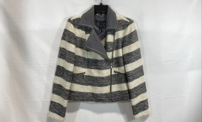 Marc Jacobs Women's Gray Stripe Alpaca Wool Blend Jacket Small - Image 1 of 4