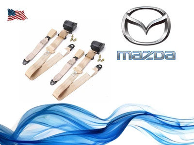 Juego de 2 cinturones de seguridad traseros coche Mazda beige correa retráctil ajuste directo Foto 1 de 4