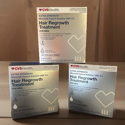 3 New Men's EXTRA STRENGTH Treatment for Hair Regrowth 9 Month Supply BBD 01/26 - Image 1 of 4