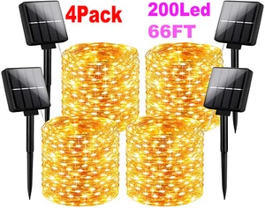 4Pc 200 LED Solar Fairy String Light Copper Wire Outdoor Waterproof Garden Decor - Picture 1 of 12