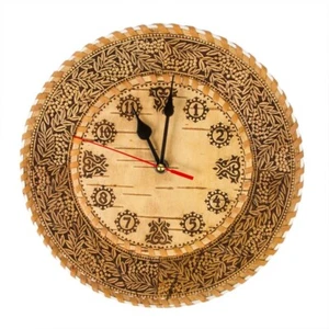 10" Beresta Birch Bark Wall Clock Handmade Eco Friendly Kitchen Wooden Clock - Picture 1 of 4