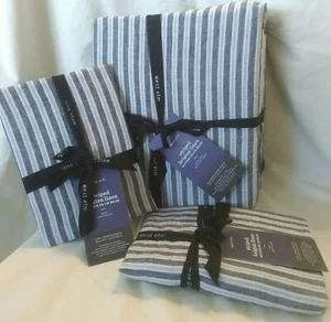 West Elm Striped Belgian Linen Full/Queen Duvet Euro Sham Set - Picture 1 of 6