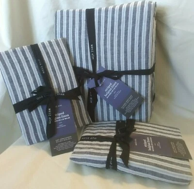 West Elm Striped Belgian Linen Full/Queen Duvet Euro Sham Set - Image 1 of 4