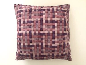MULTI TONE PURPLE CROSS WOVEN GROSGRAIN RIBBON DESIGNER THROW PILLOW - Picture 1 of 7