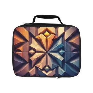 Geometric Art Lunch Bag Colorful Insulated Tote School Picnic Office Cubism Cool - Picture 1 of 5