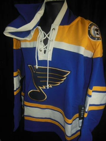 St Louis Blues NHL Men's '47 Brand Lacer Hooded Jersey Sweater Large Cover