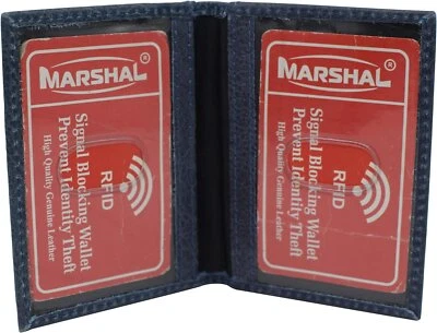 Marshal Genuine Leather Double ID Slim Thin Credit Card Mini RFID Blocking... - Image 1 of 4
