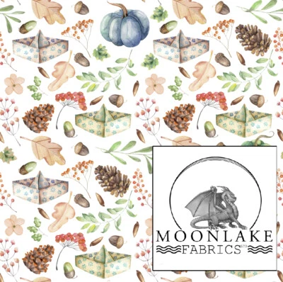 MOONLAKE FABRICS Herbst Trendige Aquarellelemente 100% Baumwolle Popeline