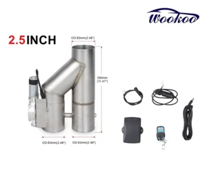 2.5'' Electric Y Pipe Exhaust Valve Kit w/Remote Control Stainless Steel - Picture 1 of 14