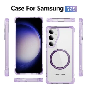 Magnetic Clear Case For Samsung Galaxy S25 S24 S23 S22 Ultra TPU PC Hybrid Cover - Picture 1 of 17