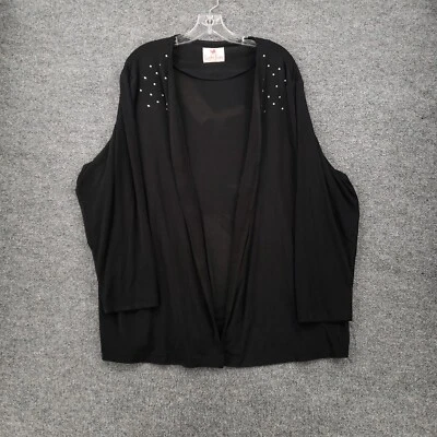 Quacker Factory Cardigan Womens 2X Black Polka Dot Open Front Sweater - Image 1 of 4