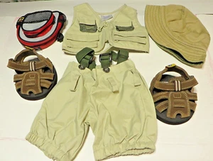 Build A Bear Hiker Sportsman Vest pants backpack sandals hat Outdoorsmen lot - Picture 1 of 3