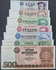1971 Germany 5 10 20 50 100 200 500 Mark Set Banknote aUNC-UNC - Picture 1 of 1