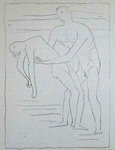 HENRY MOORE : ' Death of Mira ', Lithographic Print for a Book Design, C1952.
