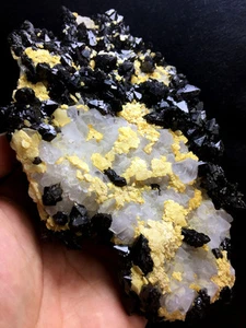 871g Natural skeletal Elestial BLACK QUARTZ Crystal &Fluorite Two-sided   A983 - Picture 1 of 9