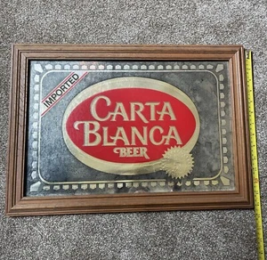 Old/ vintage collection wood beer hanging frames carta blanca, molson,mirror - Picture 1 of 3