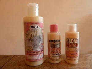 Soap & Glory Foamous Body Wash & 2 x Clean on Me Body Wash Almond Brown Sugar - Picture 1 of 3